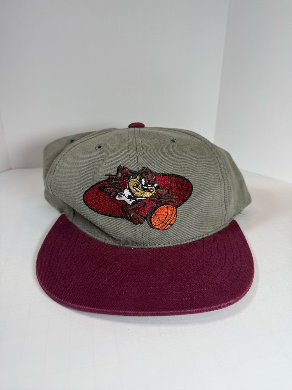 Vintage 1996 Space Jam Taz Basketball Cap Youth Gray Adjustable Strap Cartoon